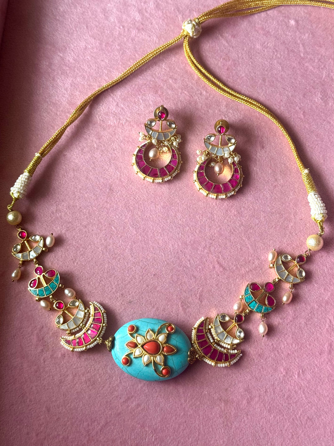 Handmade Jadau Choker Necklace Set | SHIVKA
