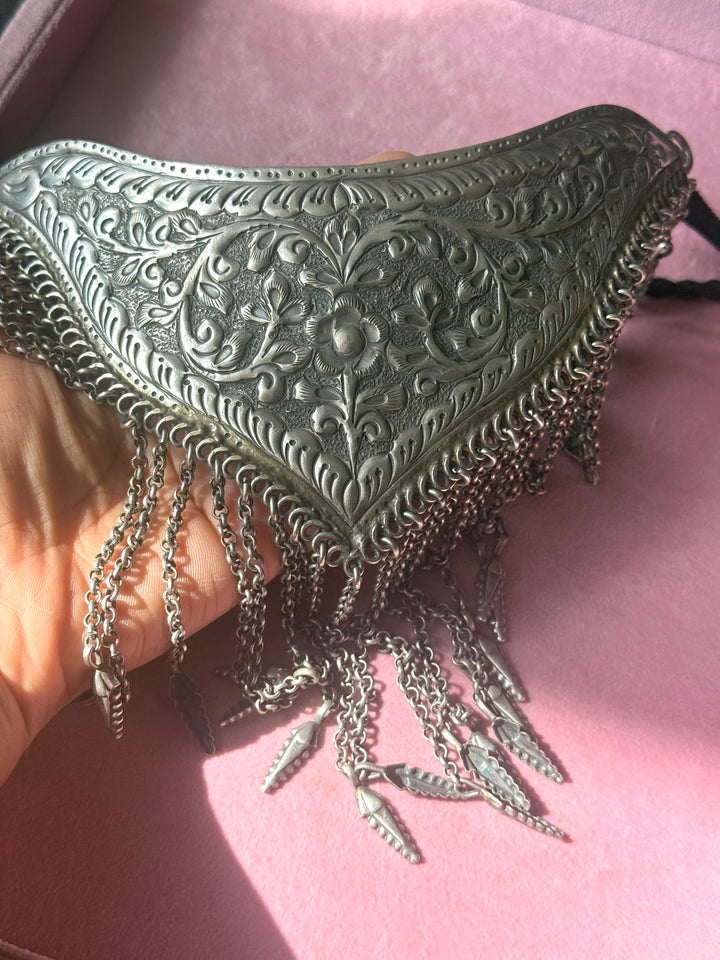 Handmade Tribal Antique Brass Statement Necklace | Adjustable Dori Artisan Jewelry