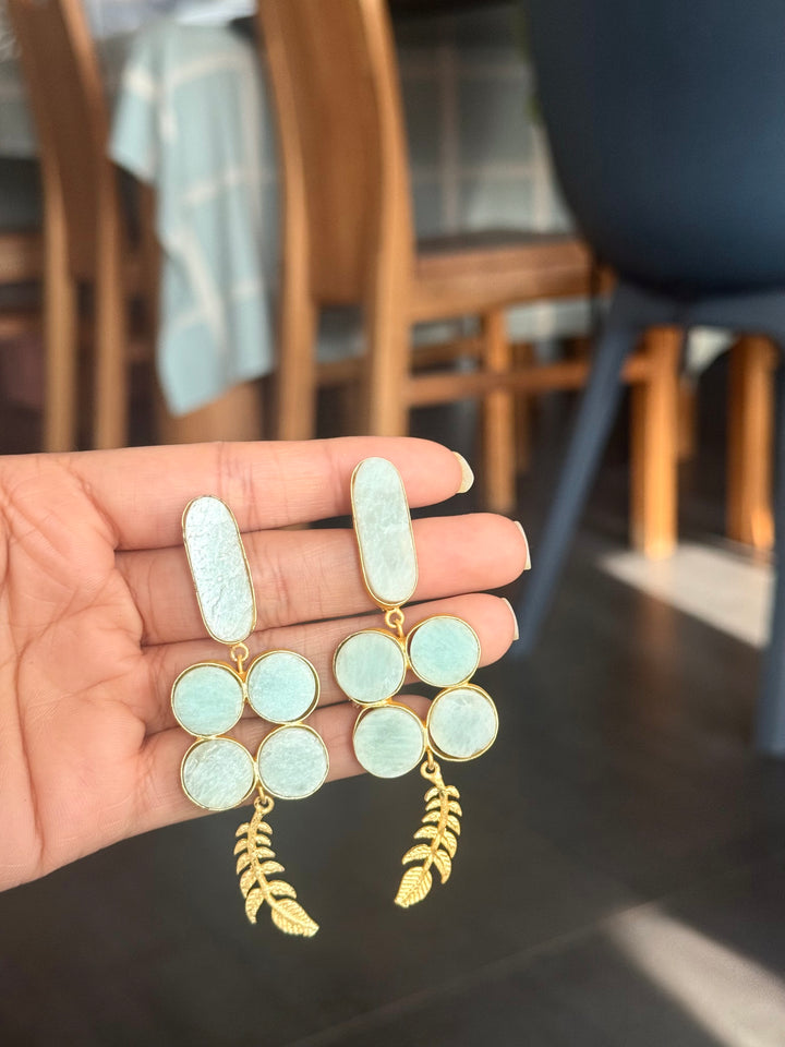 Natural Stone Statement Earrings | SHIVKA | Gold Polish Festive Jewelry