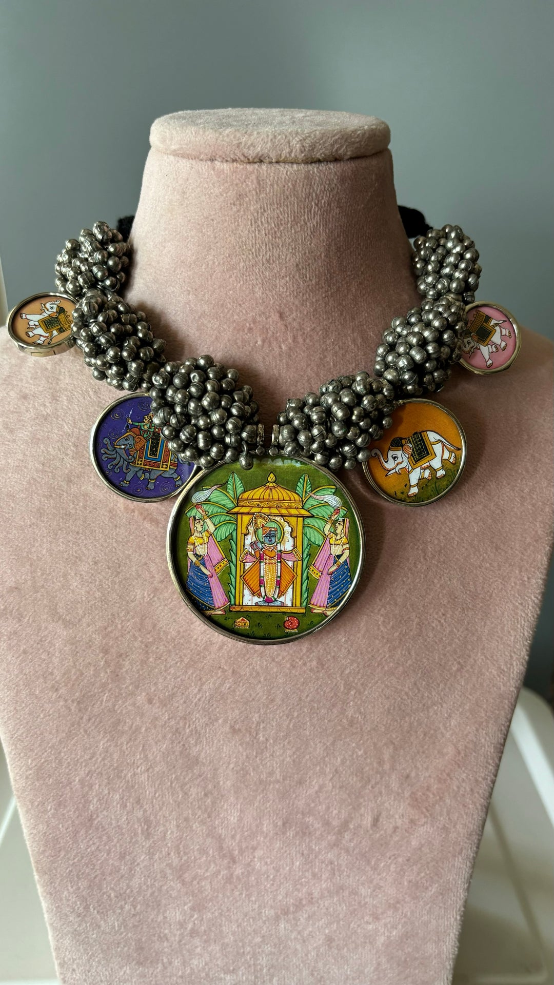 Exquisite Hand painted Ghungroo Pendant Necklace - Elevate Your Elegance