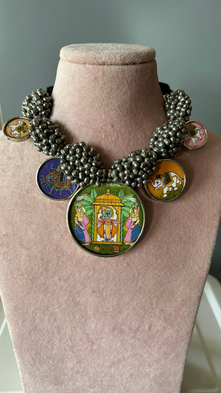 Exquisite Hand painted Ghungroo Pendant Necklace - Elevate Your Elegance