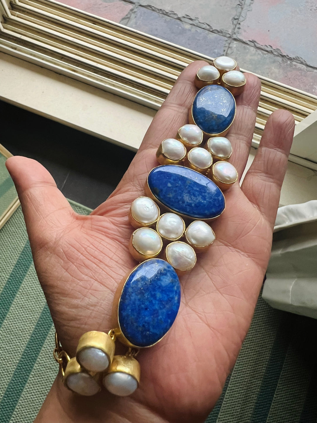 Statement Lapis Lazuli and Pearls Stone Choker