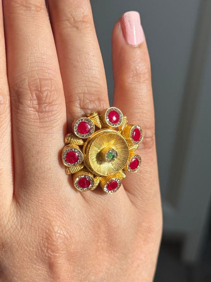 925 Silver Antique CZ Handmade Ring | Adjustable | SHIVKA