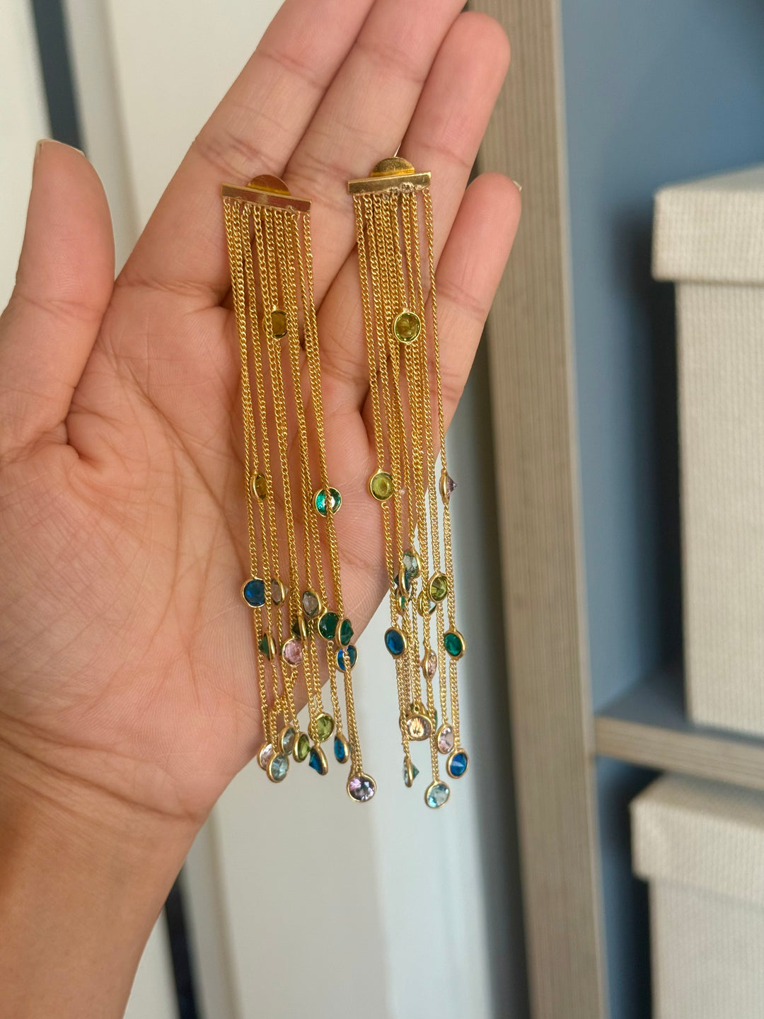Designer Sapphire Long Earrings