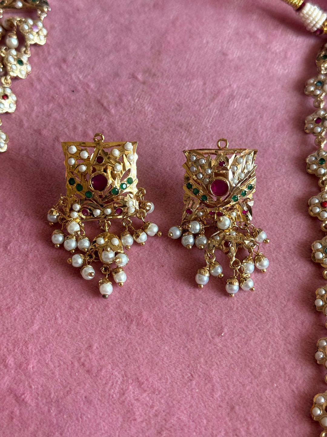 Handmade Jadau Necklace Set 18K Gold Plated | SHIVKA