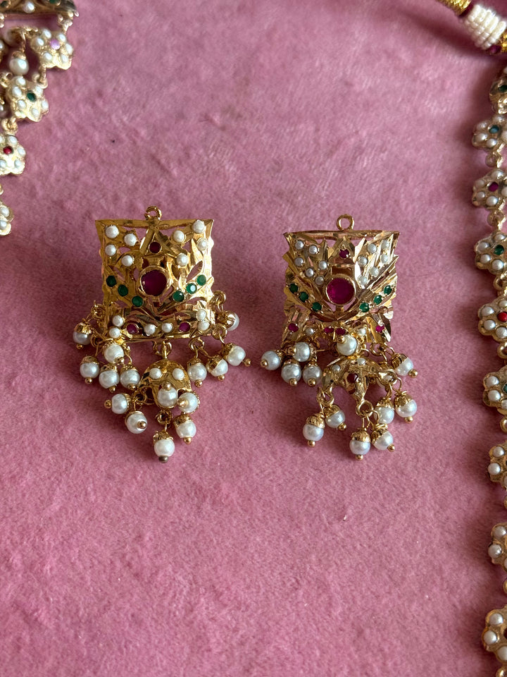 Handmade Jadau Necklace Set 18K Gold Plated | SHIVKA