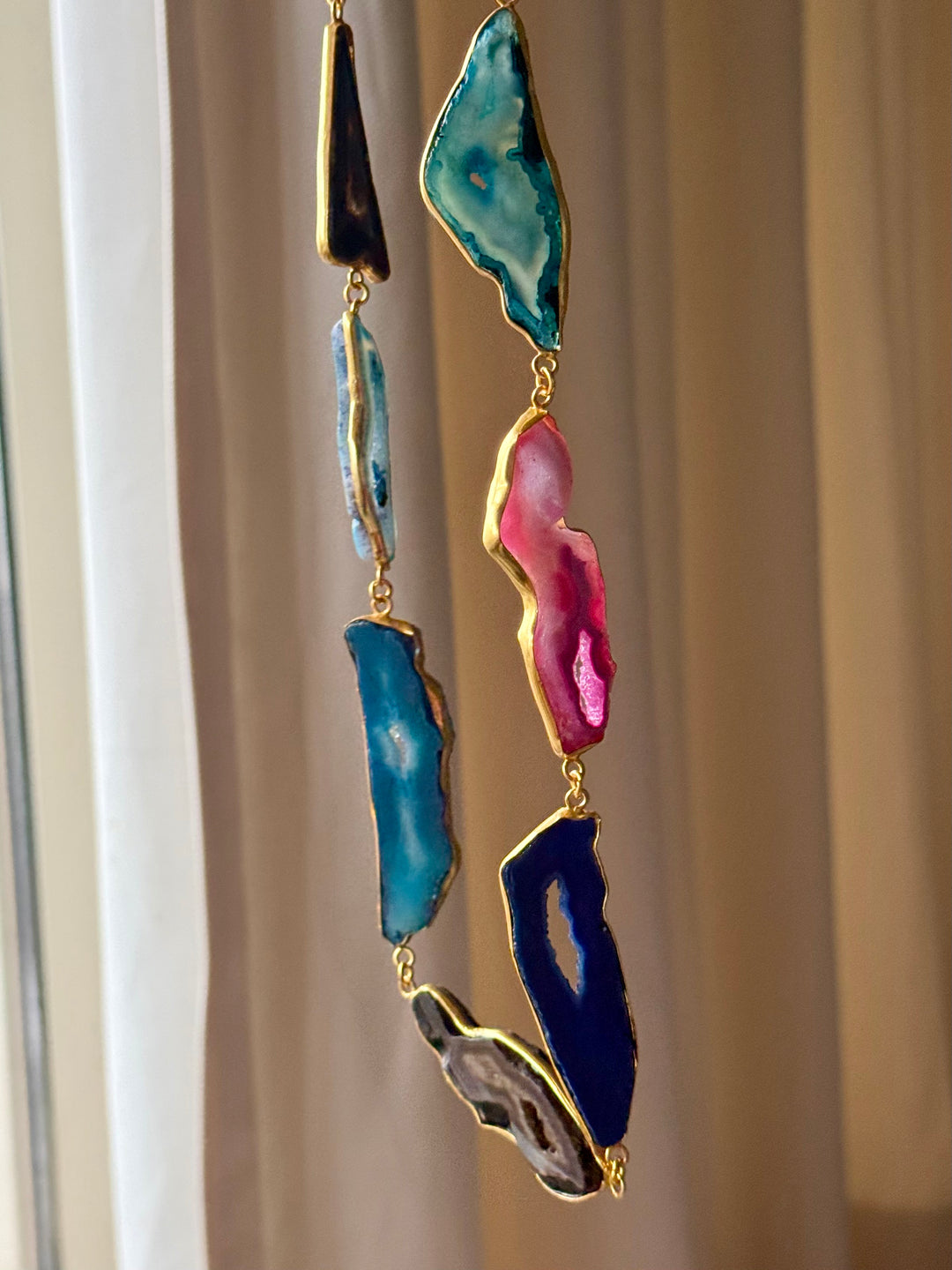 Statement Multicolor Agate Slices Necklace