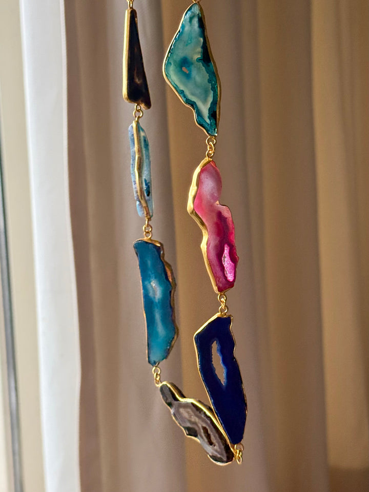 Statement Multicolor Agate Slices Necklace