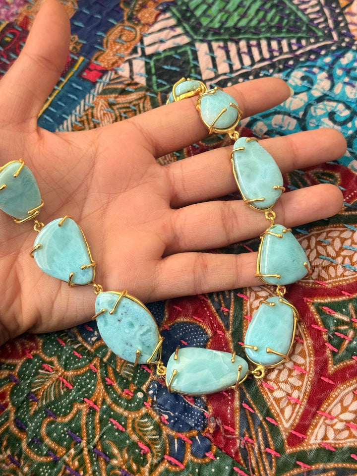 Statement Larimar Stone Necklace