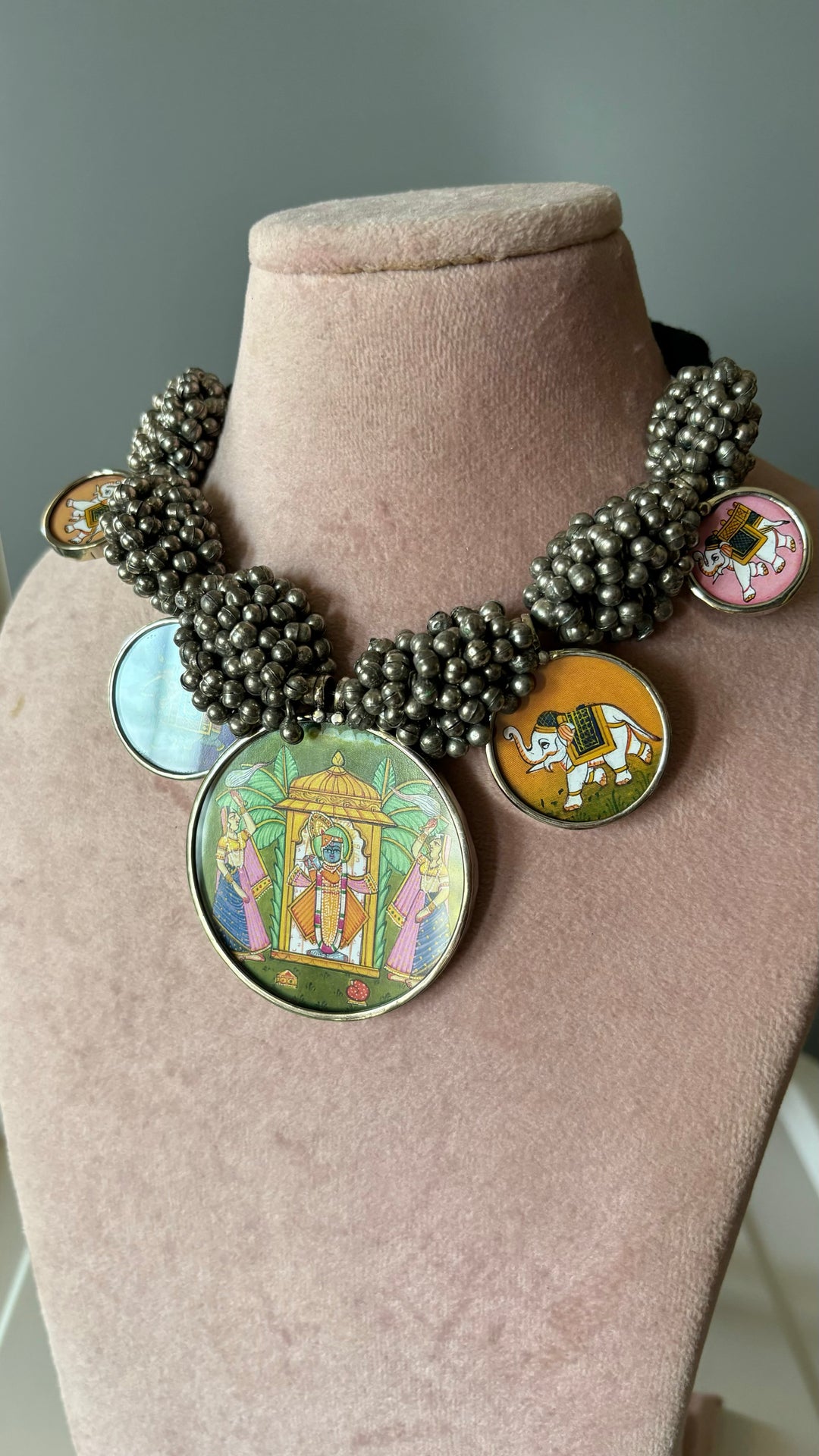 Exquisite Hand painted Ghungroo Pendant Necklace - Elevate Your Elegance