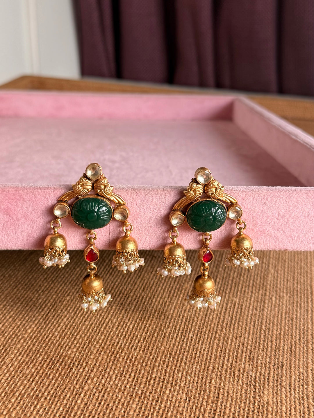 Elegant Jadau Kundan 925 Silver Earrings