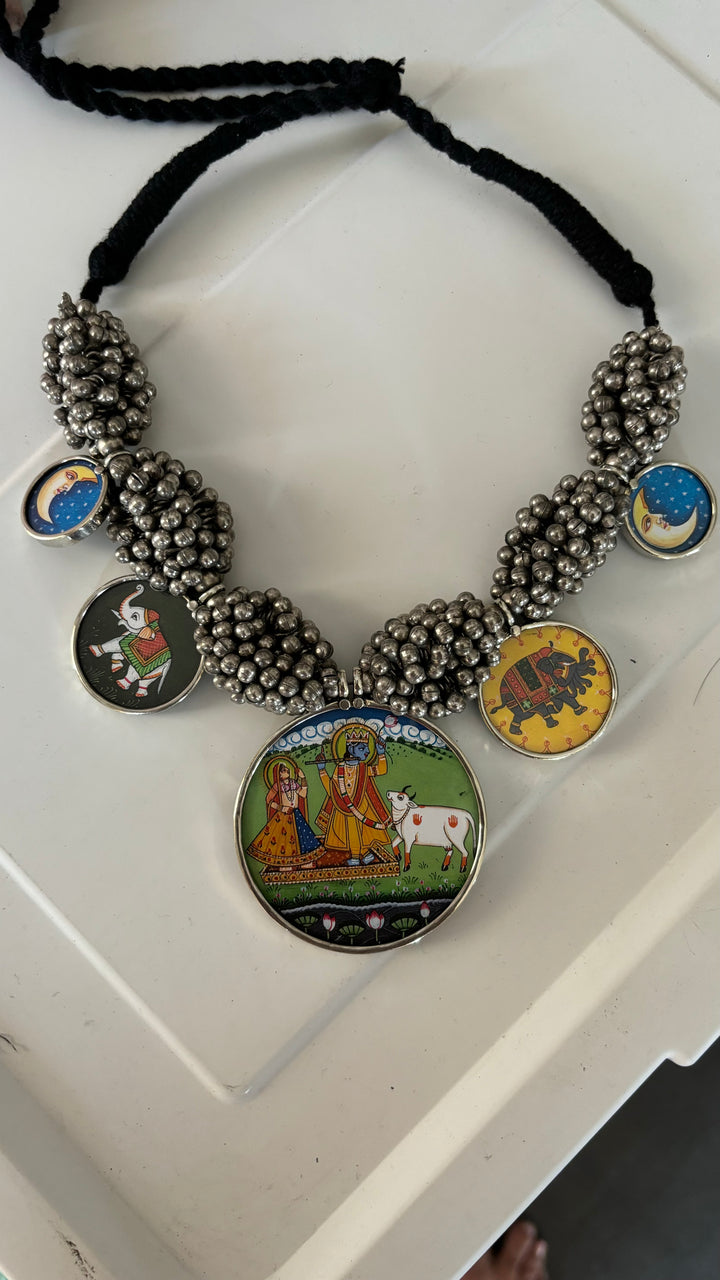 Exquisite Hand painted Ghungroo Pendant Necklace - Elevate Your Elegance