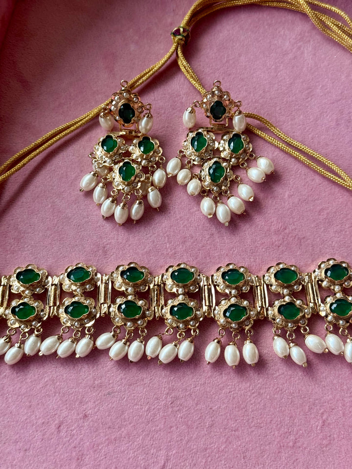 Handmade Fine Twin Layer Choker Necklace Set 18K Gold Plated | SHIVKA