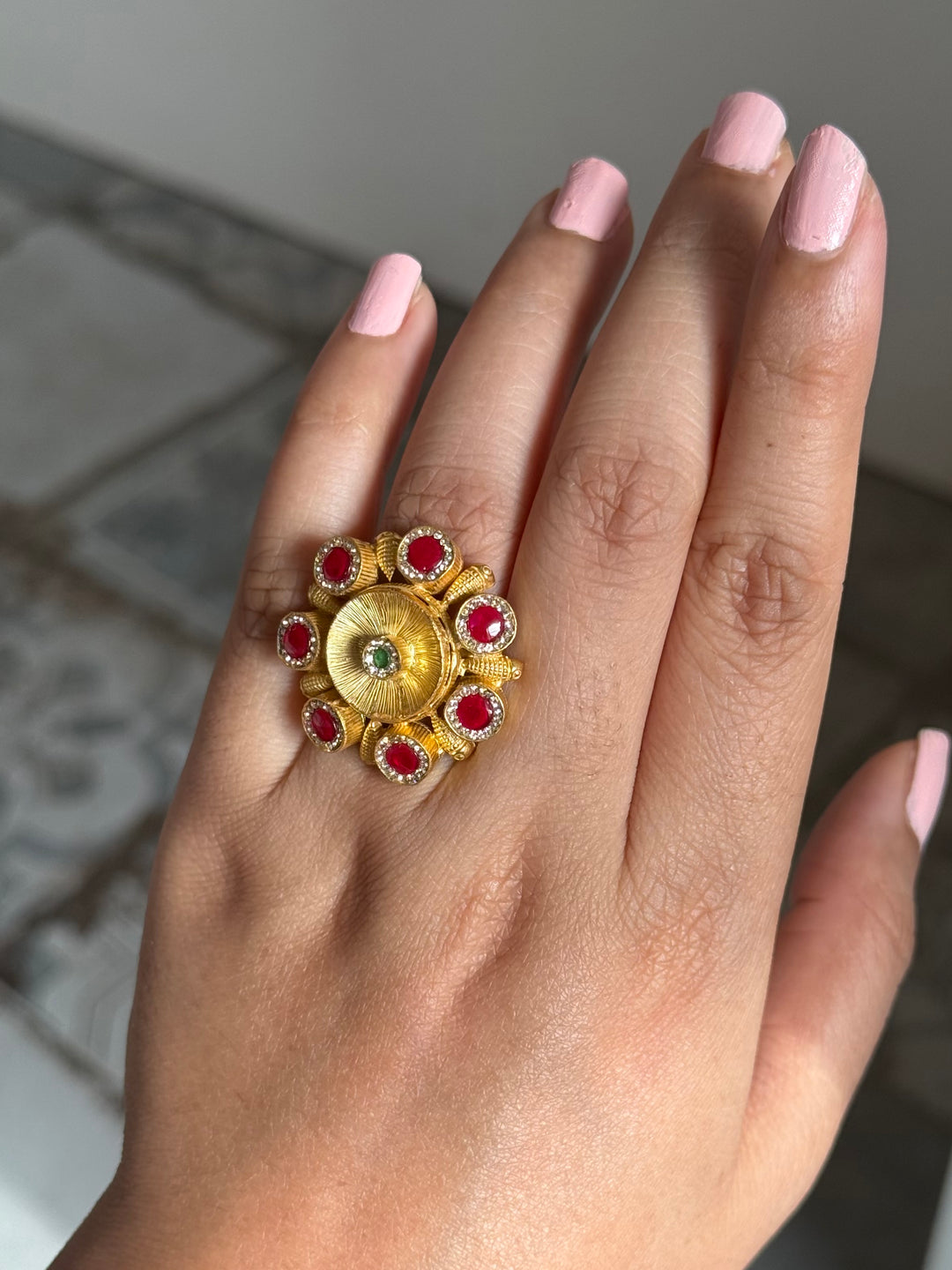 925 Silver Antique CZ Handmade Ring | Adjustable | SHIVKA