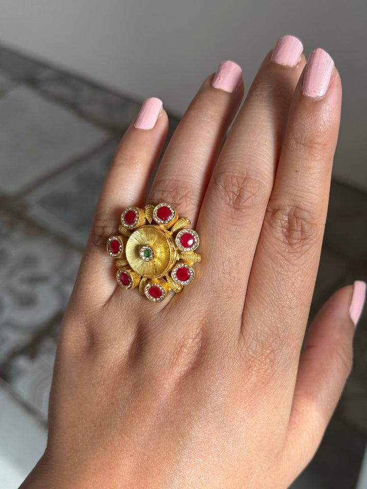 925 Silver Antique CZ Handmade Ring | Adjustable | SHIVKA