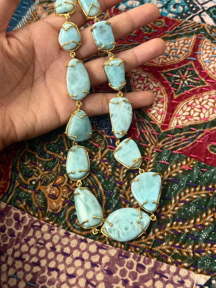 Statement Larimar Stone Necklace