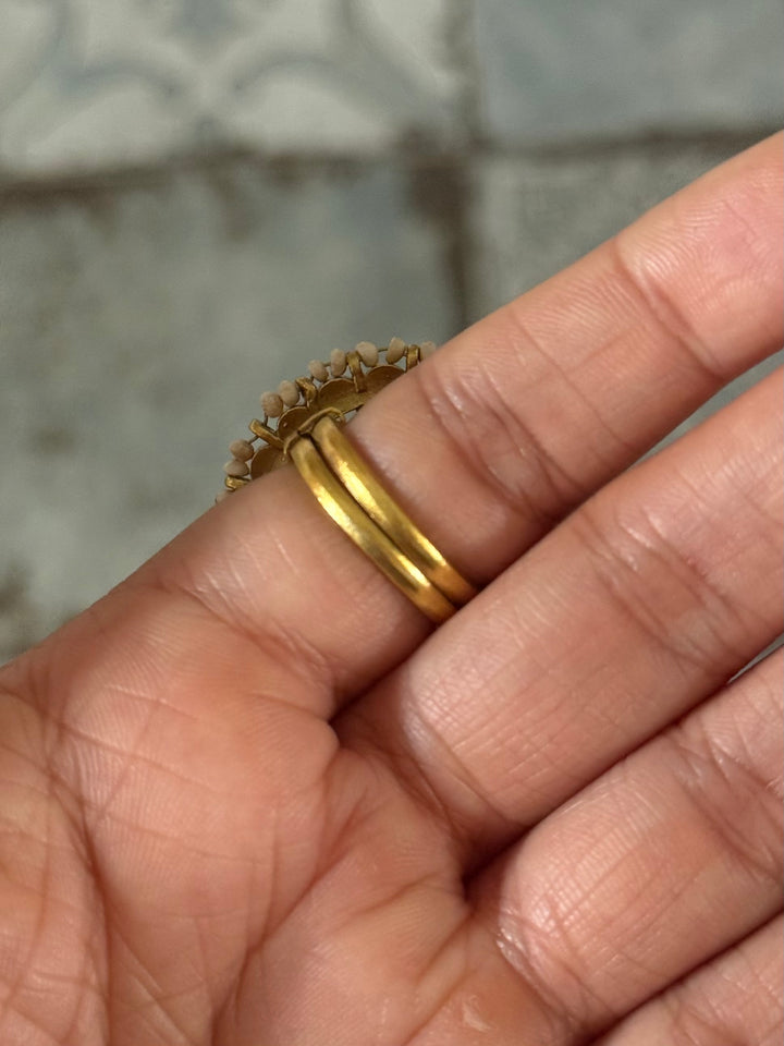 925 Silver Jadtar Gold Handmade Ring | Adjustable | SHIVKA