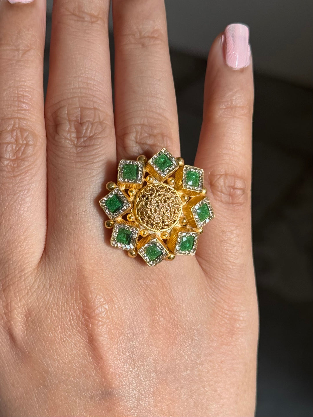 925 Silver Antique CZ Handmade Ring | Adjustable | SHIVKA