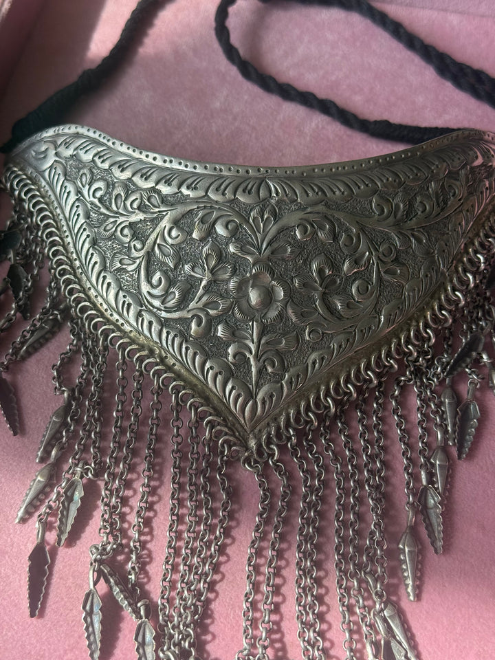 Handmade Tribal Antique Brass Statement Necklace | Adjustable Dori Artisan Jewelry
