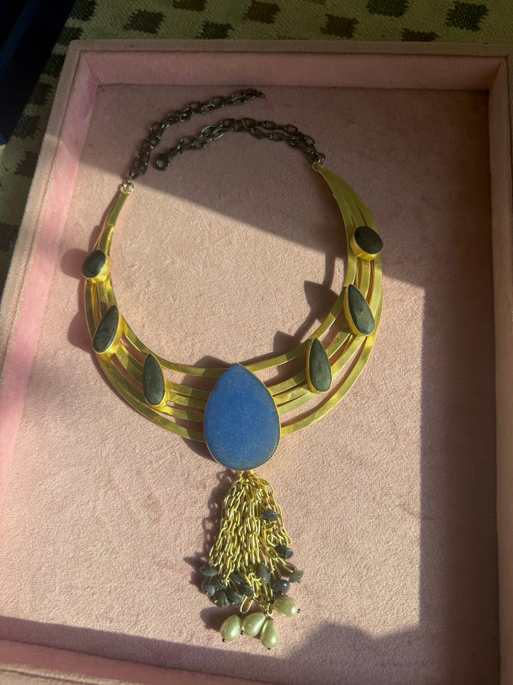 Handmade Hasli Necklace | Gold Polish Brass Adjustable Statement Jewelry