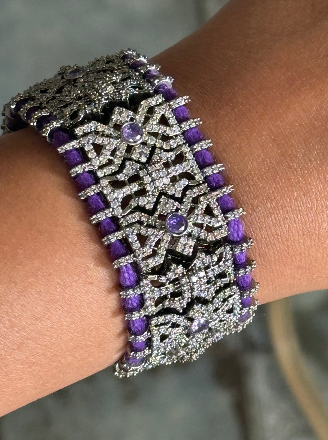 Handmade Designer CZ Bracelet | Rhodium Plated | SHIVKA