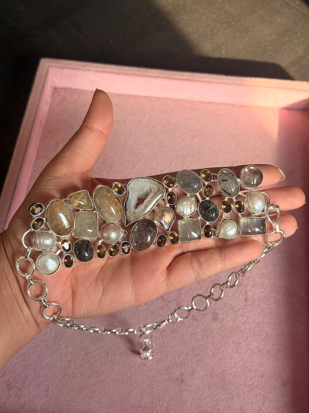 Statement Choker – Silver Brass, Adjustable Necklace