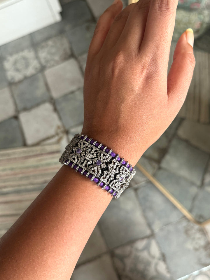 Handmade Designer CZ Bracelet | Rhodium Plated | SHIVKA