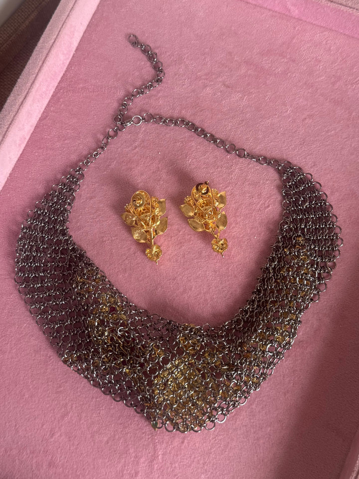 Handmade Bird Designer Necklace Set | Gold & Black Rhodium | SHIVKA