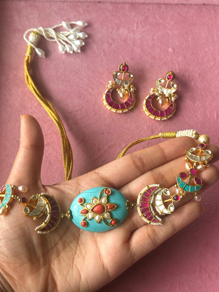 Handmade Jadau Choker Necklace Set | SHIVKA