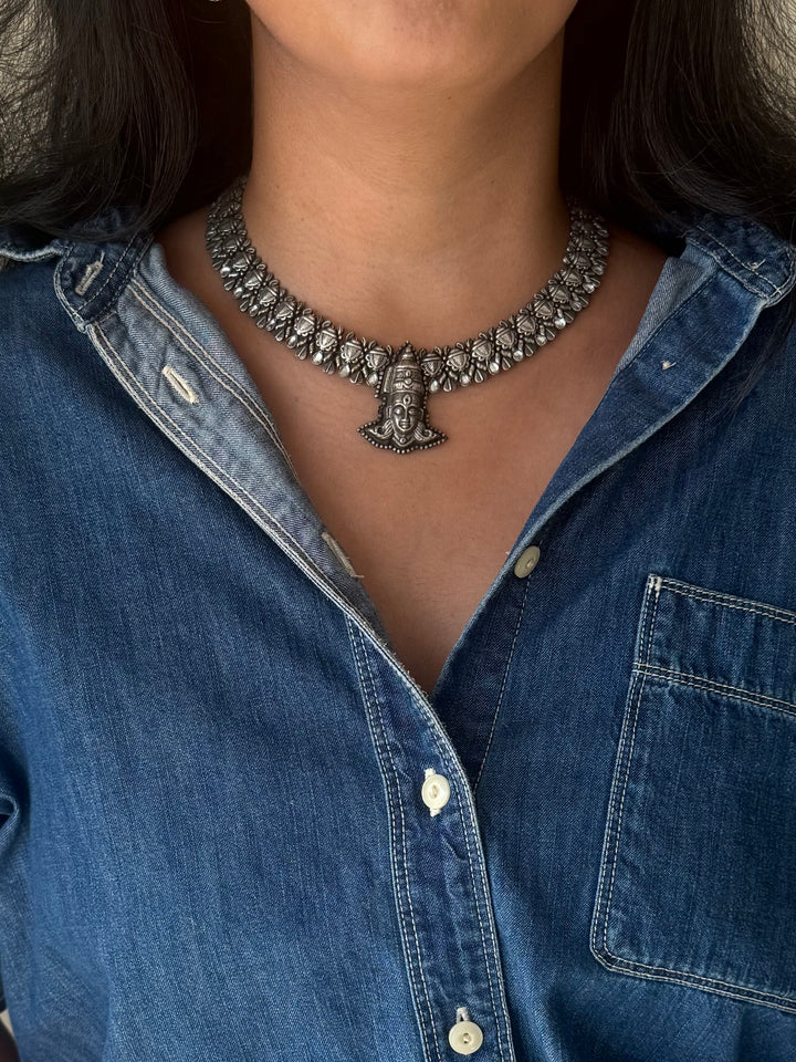 Handmade Tribal Antique Brass Statement Necklace | Adjustable Dori Artisan Jewelry