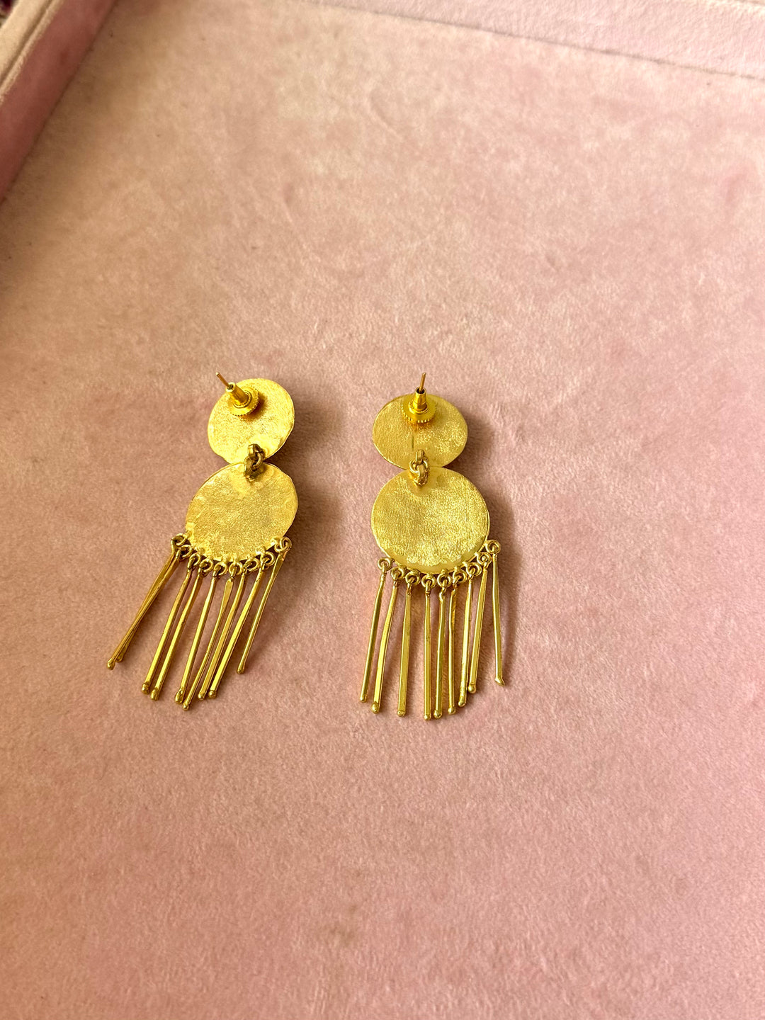 Handmade Brass Tiger Eye Statement Earrings | SHIVKA Jewelry