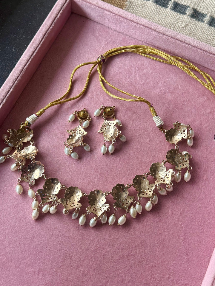 Statement Jadau Necklace Set | 18k Gold Plated | Copper & Semi-Precious Stones