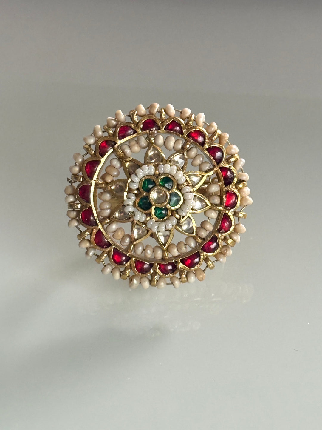 925 Silver Jadtar Gold Handmade Ring | Adjustable | SHIVKA