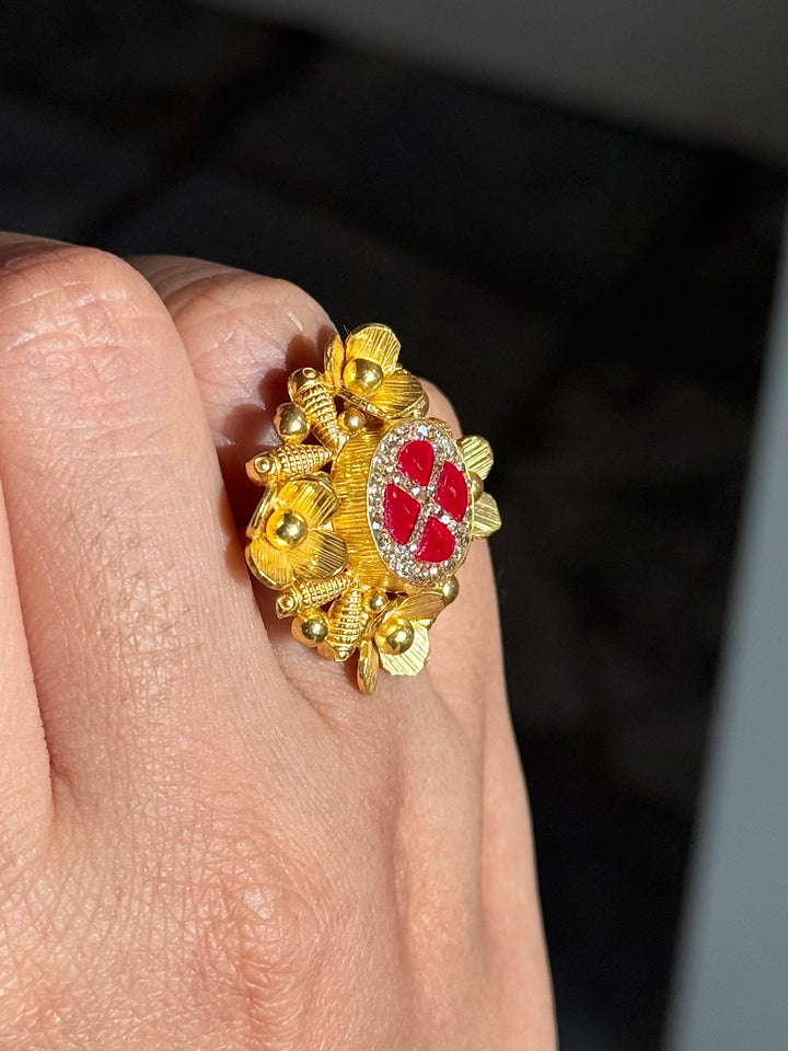 925 Silver Antique CZ Handmade Ring | Adjustable | SHIVKA