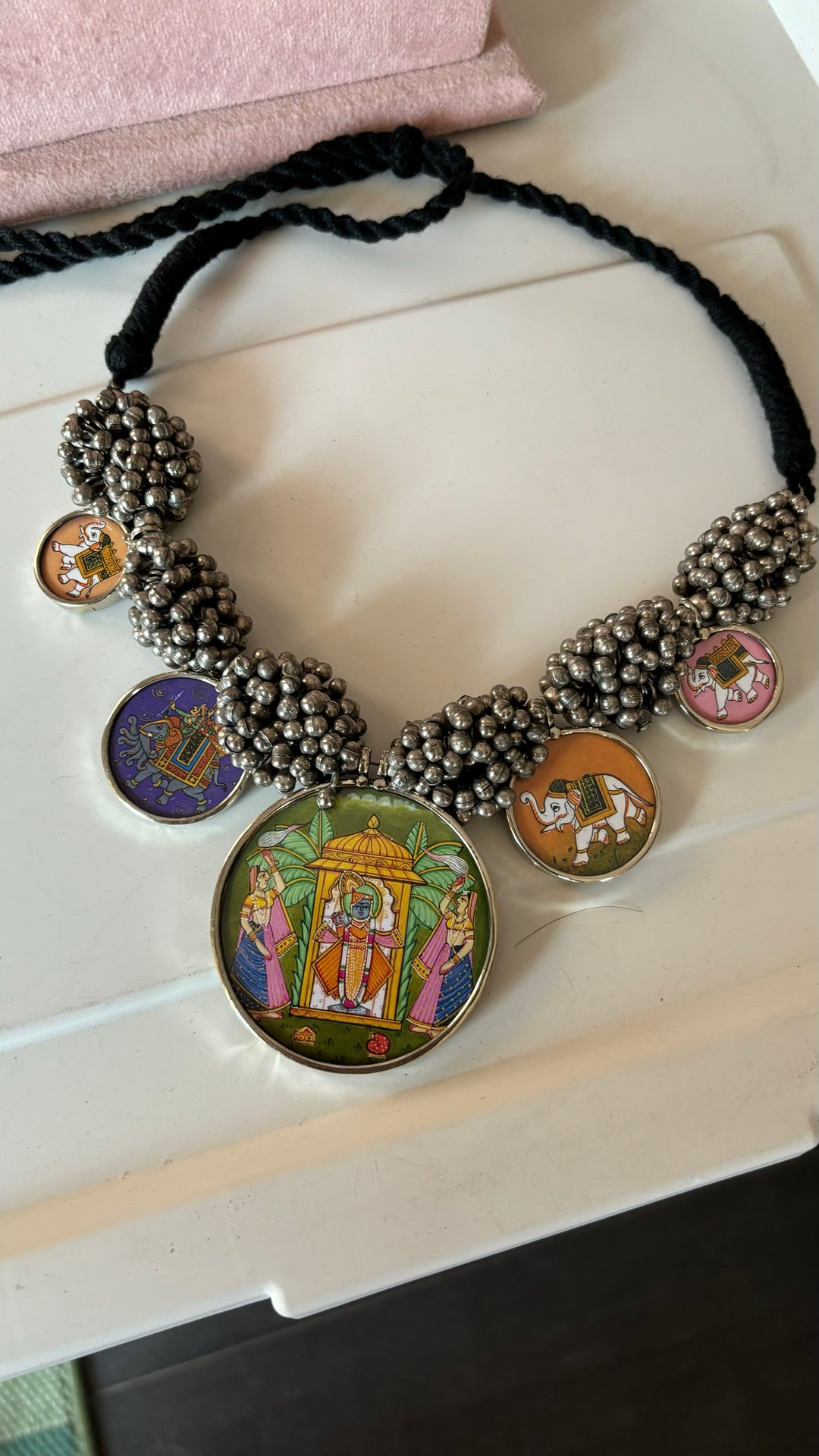 Exquisite Hand painted Ghungroo Pendant Necklace - Elevate Your Elegance