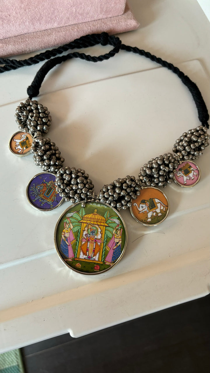 Exquisite Hand painted Ghungroo Pendant Necklace - Elevate Your Elegance