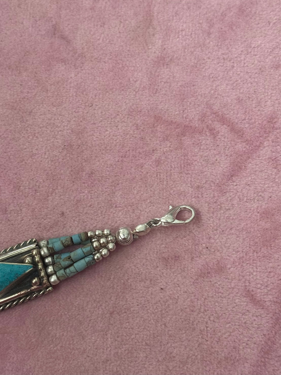 Handcrafted Turquoise German Silver Bracelet, Indian Jewelry