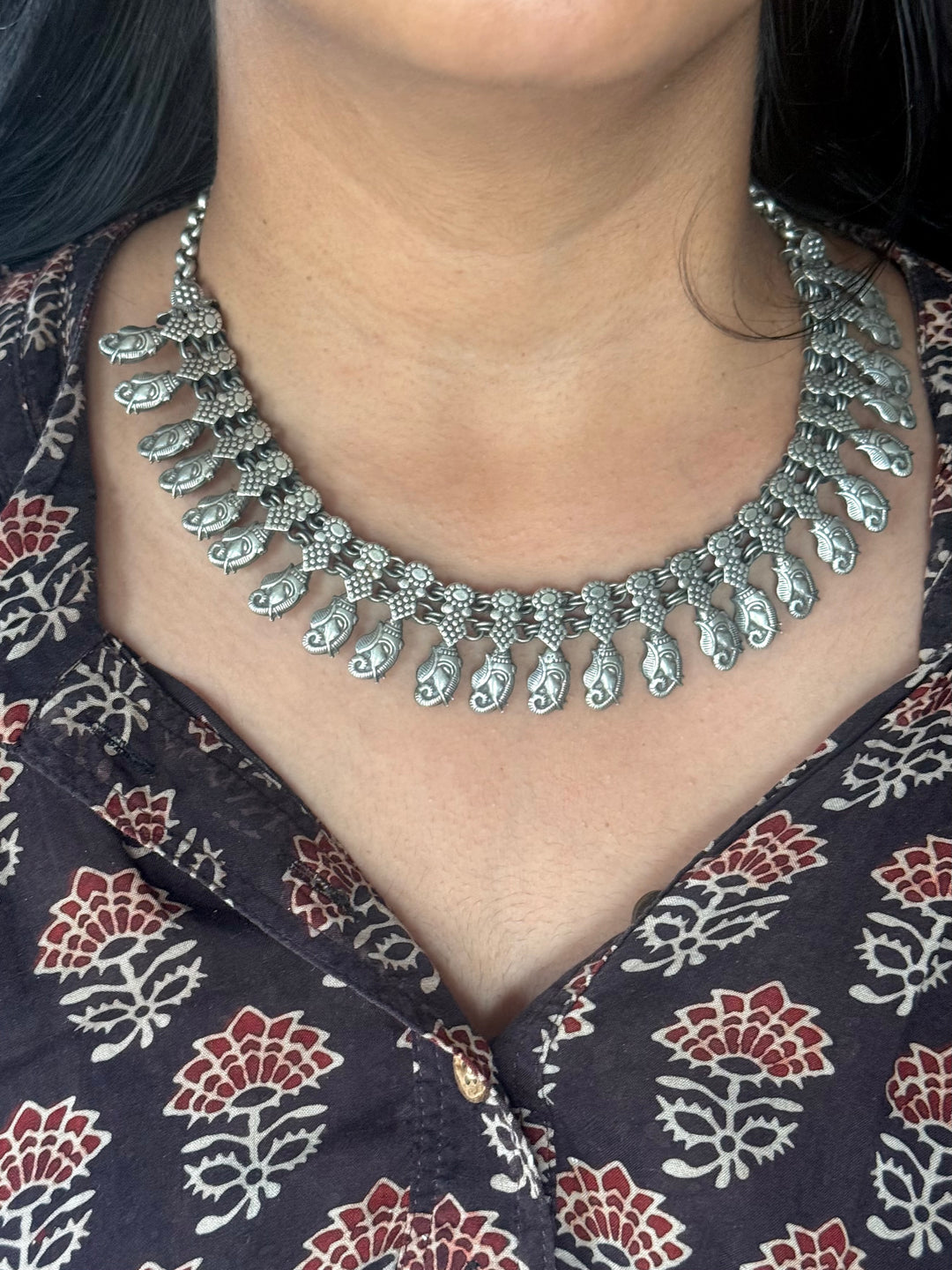 Handmade Tribal Antique Brass Necklace | Adjustable Dori Statement Jewelry