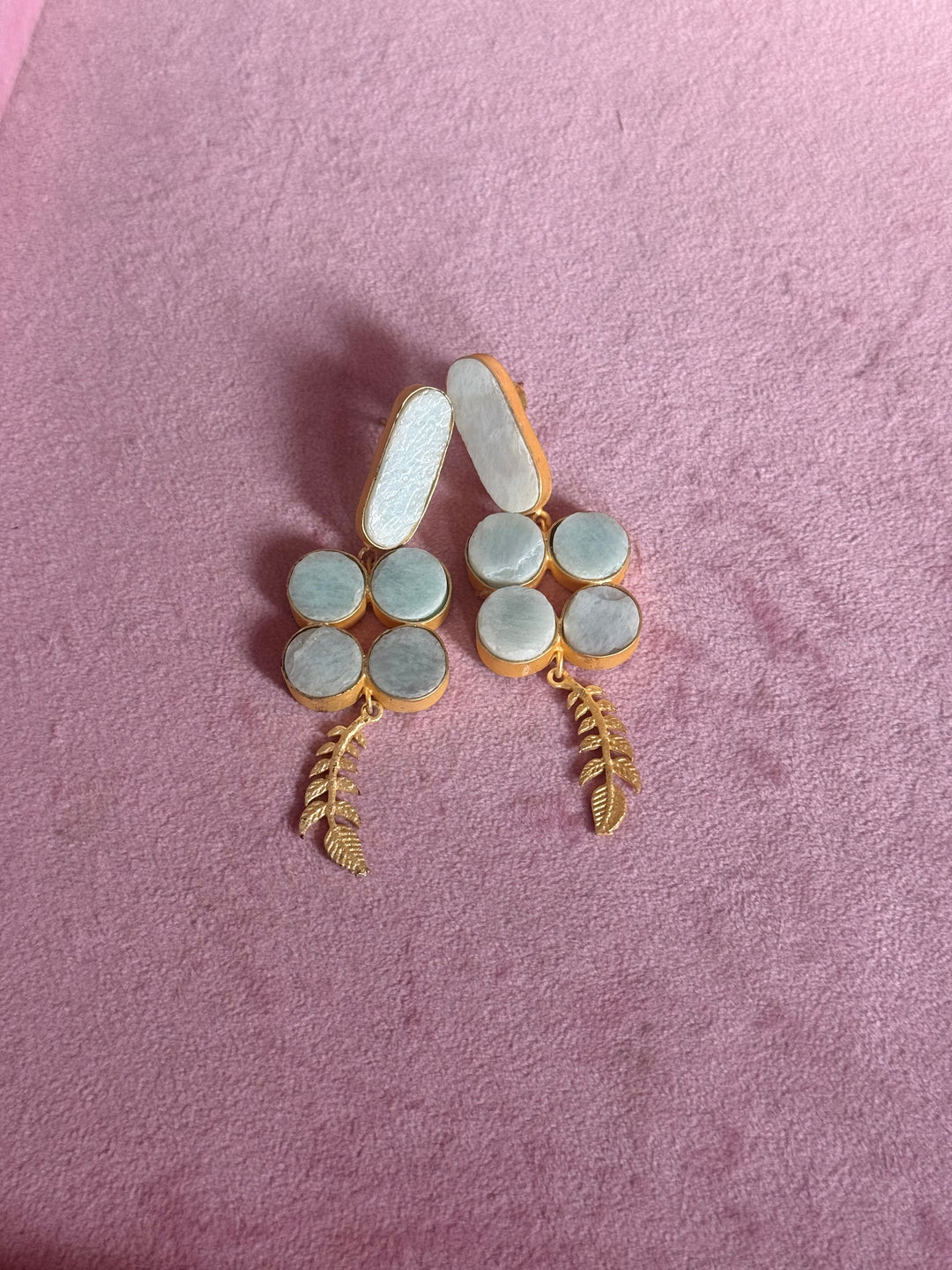 Natural Stone Statement Earrings | SHIVKA | Gold Polish Festive Jewelry