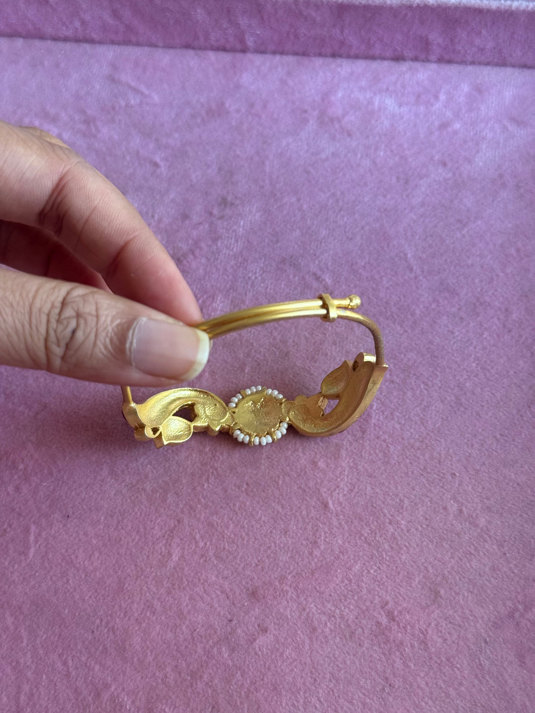 SHIVKA Jadau Kundan Adjustable Kada | Gold Polish Brass | Festive Statement | 20g