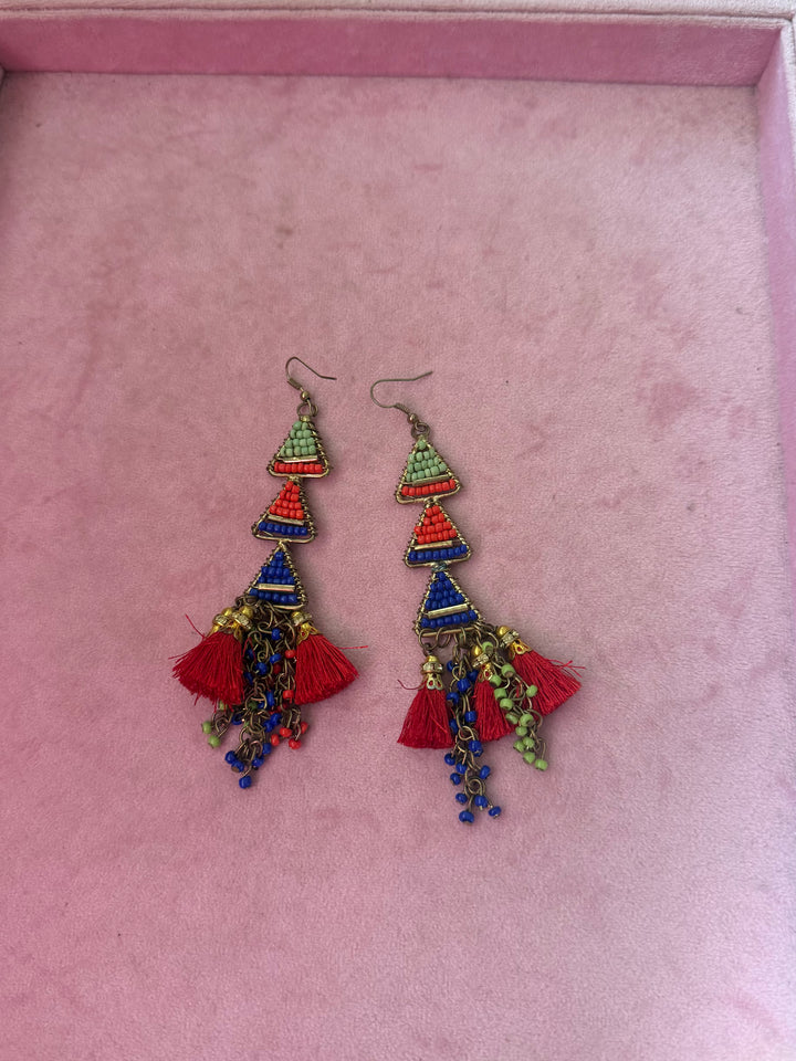 Beads and Silk Thread Earrings