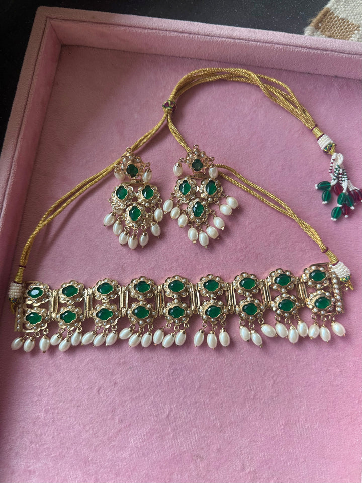 Handmade Fine Twin Layer Choker Necklace Set 18K Gold Plated | SHIVKA