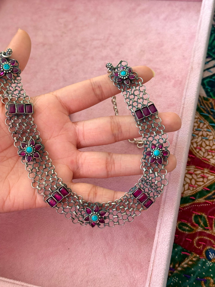 Handmade 925 Silver Antique Necklace Set | SHIVKA