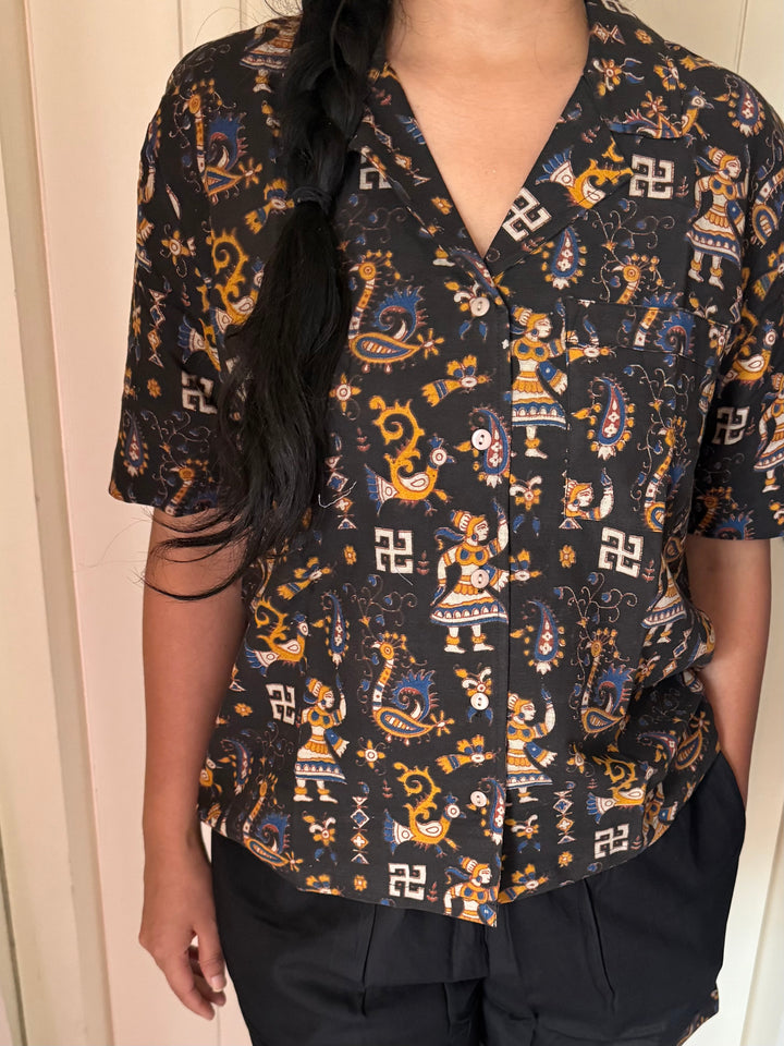 Designer Indian Print Cotton Night Suit - (Shirt and Shorts) Set of Two