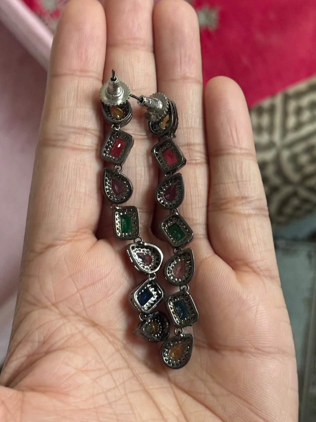 Elegant Designer Earrings | Brass & Stone Embellishments