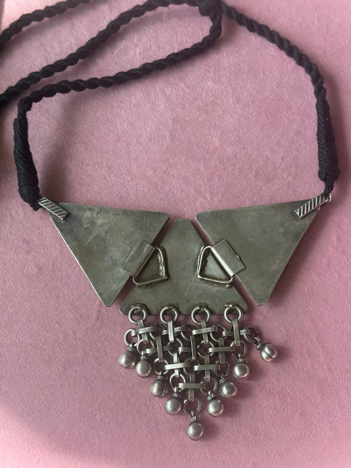 Handmade Tribal Antique Brass Statement Necklace | Adjustable Dori Artisan Jewelry