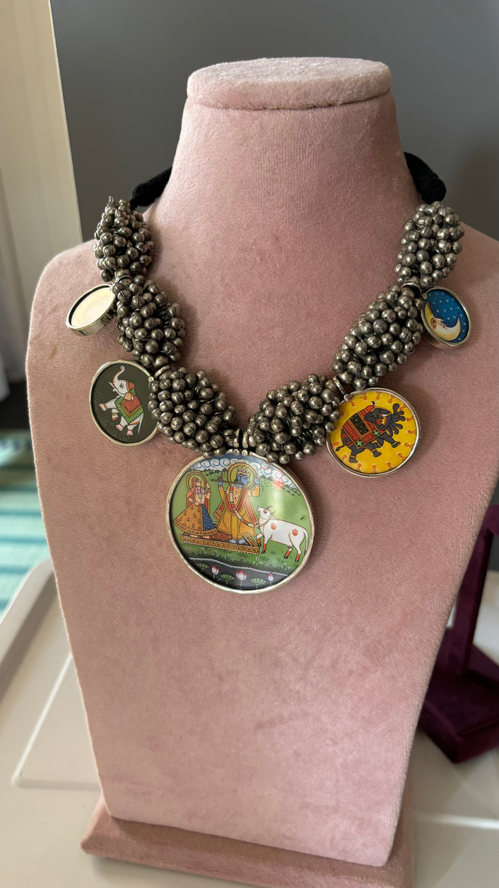 Exquisite Hand painted Ghungroo Pendant Necklace - Elevate Your Elegance