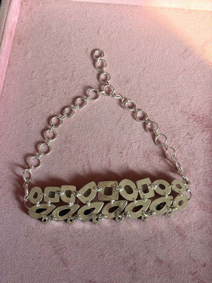 Statement Choker – Silver Brass, Adjustable Necklace