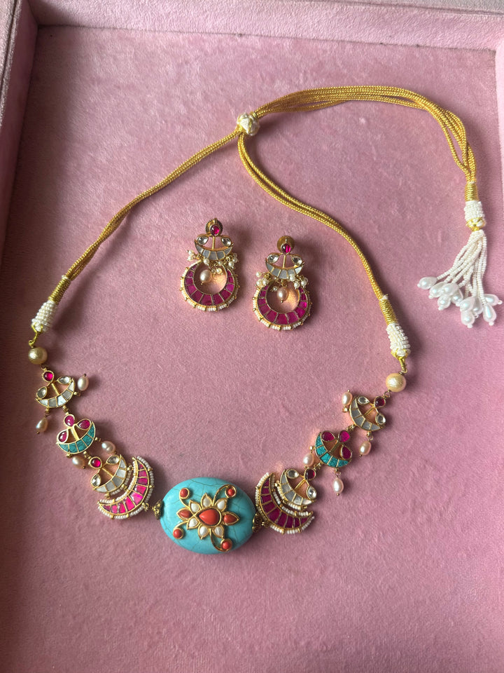 Handmade Jadau Choker Necklace Set | SHIVKA