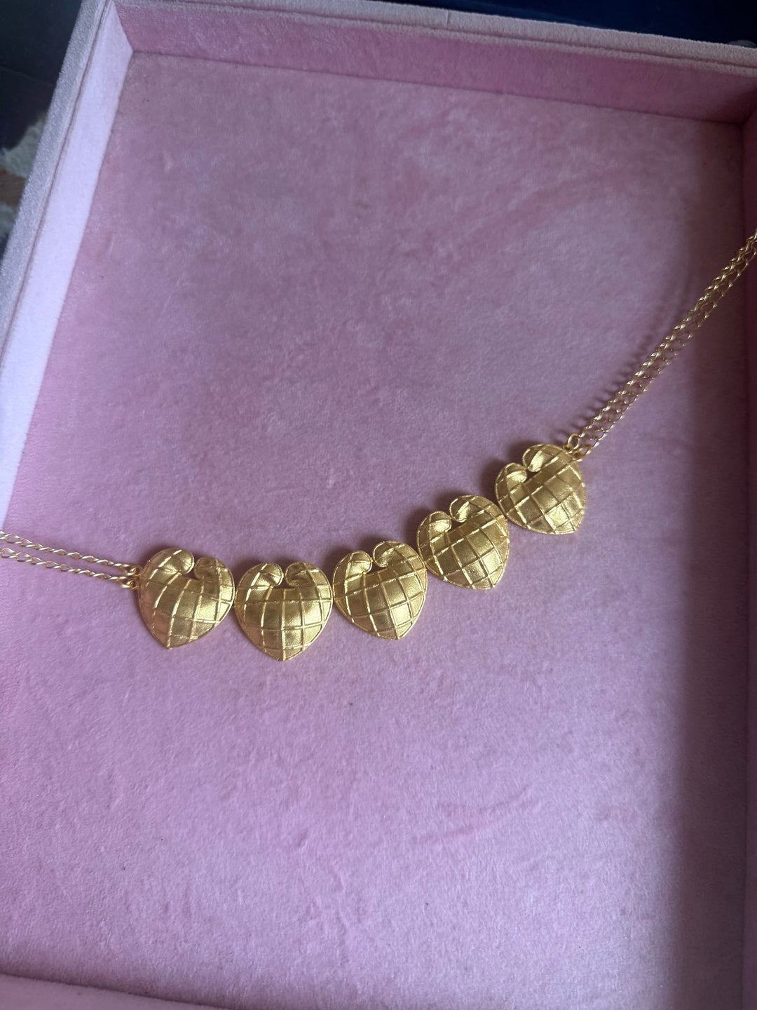 Handmade Heart Statement Choker Necklace | Gold Polish Brass Adjustable Lobster Claw Jewelry